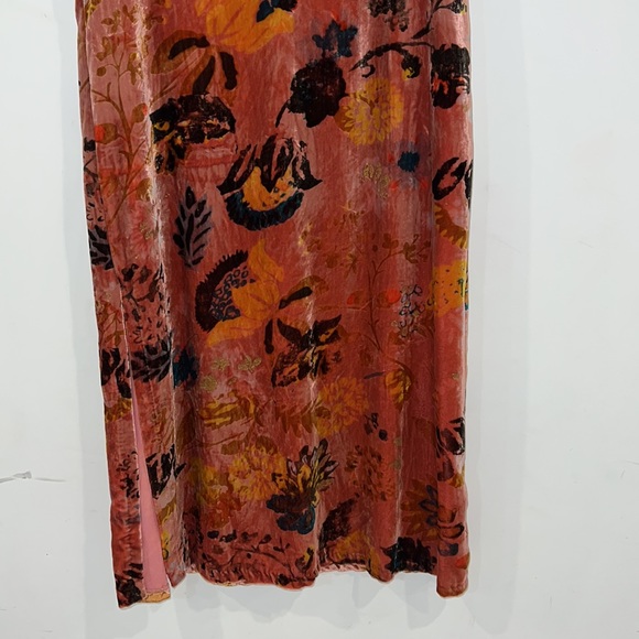 ZARA Floral Velvet Printed Sleeveless Midi Slit Dress size small - Picture 12 of 16
